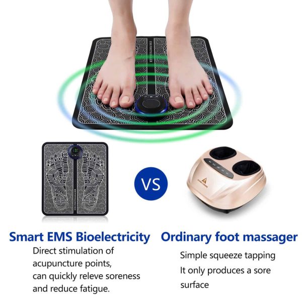 EMS Foot Massager Mat Electric USB Charging Smart Display Tens Acupuncture Feet Cushion Blood Circulation Pad Health Care Home