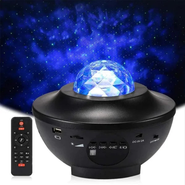 LED Star Ocean Wave Projector Night Light Galaxy Starry Sky Night Projector Night Lamp With Music Bluetooth Speaker