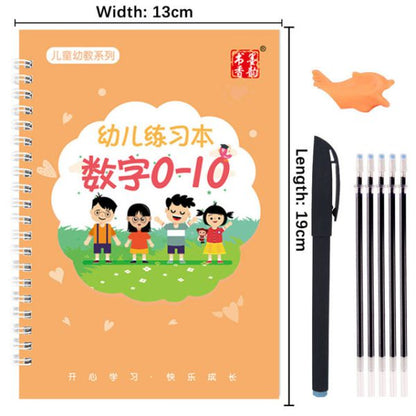 Pack Of 4 Pcs With 5 Refill Copybooks Pen Magic Copy Book Free Wiping Children’s Kid Writing Sticker Practice Copybook For Calligraphy