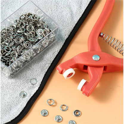 Plier Tool with 40 Button Set Metal Sewing Buttons Hollow Solid Five-claw Buckle Metal Snap Buttons for Installing Clothes DIY Craft